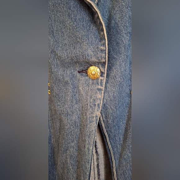 Vintage 80s jacket Sz S blue creek cotton  XL Embellished Jewels boho western - Picture 10 of 11